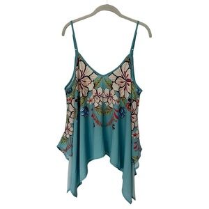Flying Tomato Tropical Floral Asymmetrical Tank Size Large